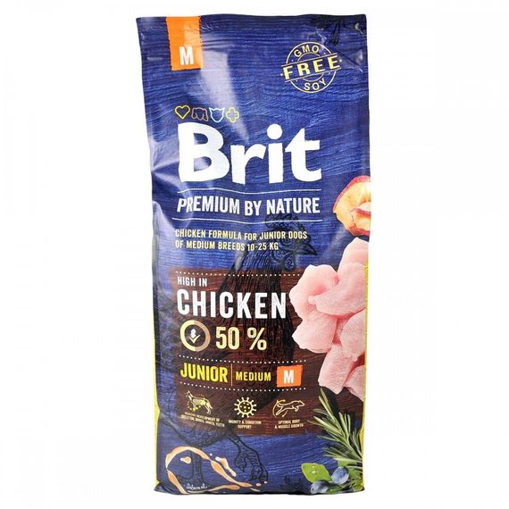 Корм сухий Brit Premium Dog Junior M для цуценят та молодих собак середніх порід від 1 до 12 місяців вагою 10-25 кг з куркою | Зображення 3
