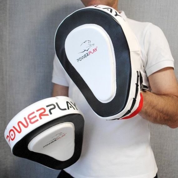 Лапи боксерські PowerPlay 3042 чорно-білі PU [пара] | Зображення 7