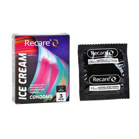 Презервативы Holographic Recare Ice Cream Big Dotted Condoms 3 шт, с пузырьками, аромат: мороженое