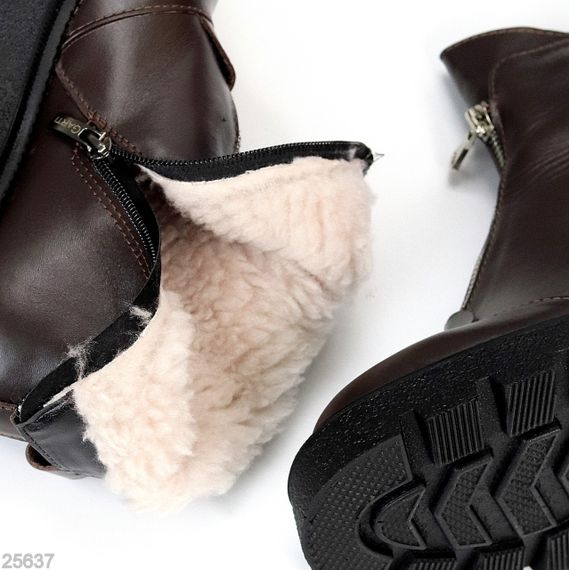 Теплые повседневные кожаные ботинки на молнии цвет Шоколад | Зображення 1