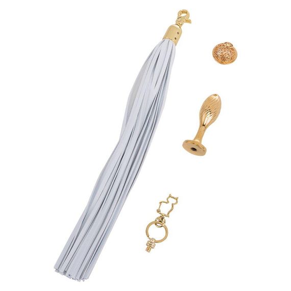 Металева анальна пробка Хвіст поні LOCKINK SEVANDA White Pony-Tail Anal Pear-shape Plug Sex Aura | Зображення 4