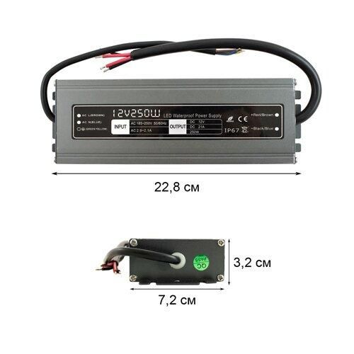 Блоки живлення для світлодіодних стрічок DC12 250W WBP-250 20А герметичний | Зображення 2