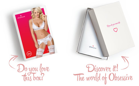 Кружевной комплект белья Obsessive 810-SEG-1 L/XL White, бюстгальтер, стринги, пояс для чулок | Зображення 7