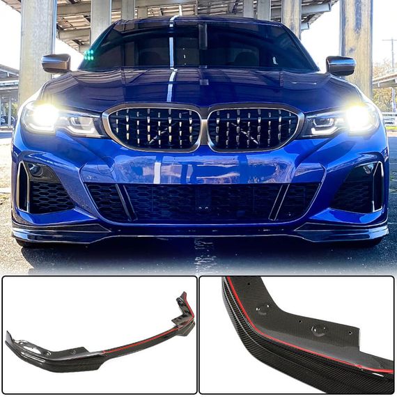Накладка на передній бампер Lip V3 (для M-Sport 2018-2022, Карбон) для BMW 3 серія G20/21 2018- рр | Зображення 4