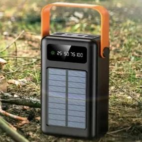 Power Bank с солнечной панелью и проводами 160000 YM-640 CX Черный