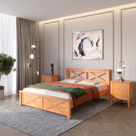 Двоспальне дерев'яне ліжко Mebigrand Прованс Н Вільха 180х200 см (MBG-3173)