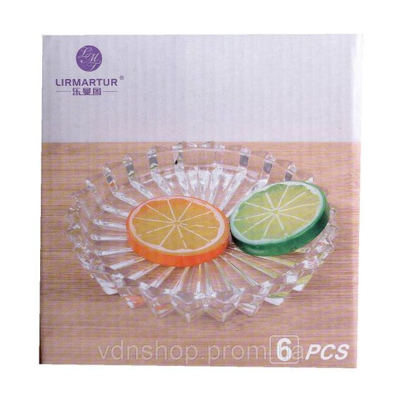 Набір із 6 тарілок для подачі по 12 см скляні прозорі круглі HP-YH-31 | Зображення 7