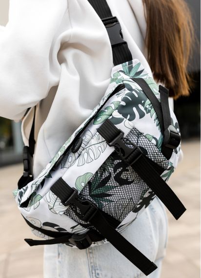 Большая женская поясная сумка бананка Sambag DynamicDart принт "Leaves" 38×21×7 см (80411144) | Зображення 4