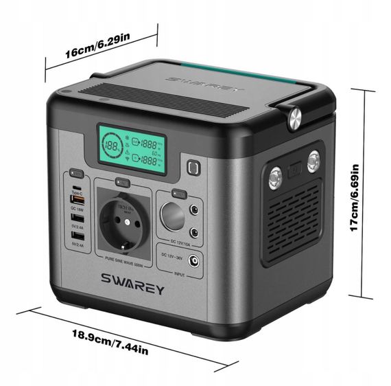Портативная электростанция SWAREY S500 518/Вт/ч (пиковая 1000 Вт) | Зображення 4
