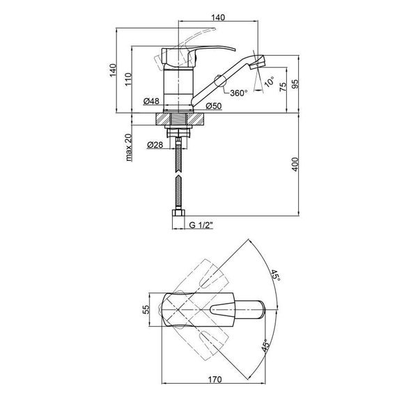 Змішувач для кухні Lidz Anny 003M (k40) LDANN003MCRM35093 Chrome | Зображення 1