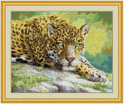 Набор для вышивания по нанесённой на канву схеме "Jaguar". AIDA 14CT printed 44*36 см