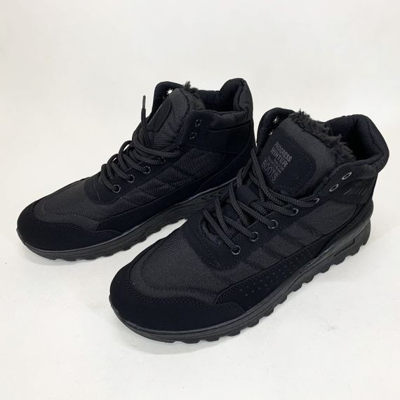 Черевики чоловічі 44р 28.5см чорні Зимове чоловіче взуття з текстилю | Зображення 4