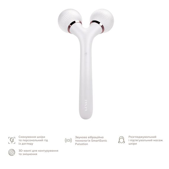 Электронный ультразвуковой ролик для лица и тела GESKE Sonic Facial&Body Roller 4в1 magenta, Бирюзовый | Зображення 1