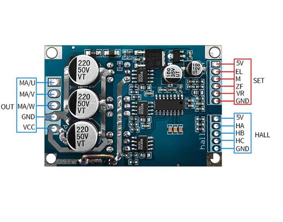 Шим PWM bldc регулятор DC 12 V-36 V 500W c датчиком Холла | Зображення 4