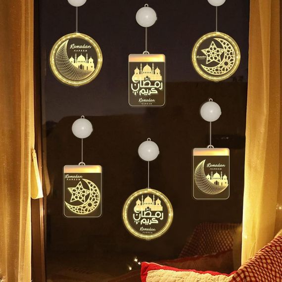 Декоративний LED світильник Ramadan, підвісна лампа Рамадан з батарейним живленням 2 шт, прикраса на вікно | Зображення 6