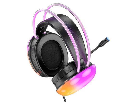 Наушники Hoco rich channel gaming headphones RGB W109 Plus черный | Зображення 2