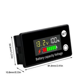 Індикатор заряду акумулятора % вольтметр 8-100V Li-ion LiFePO4 з термодатчиком для перевірки рівня заряду
