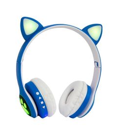 Навушники бездротові Cat Ear VZV-23M Bluetooth з RGB підсвіткою і котячими вушками Сині