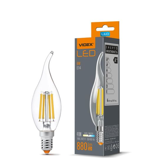 Світлодіодна лампа VIDEX Filament C37Ft 6W E14 4100K