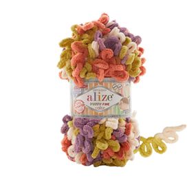 Пряжа Alize Puffy FINE Color 6519 фантазійна нитка плюшева