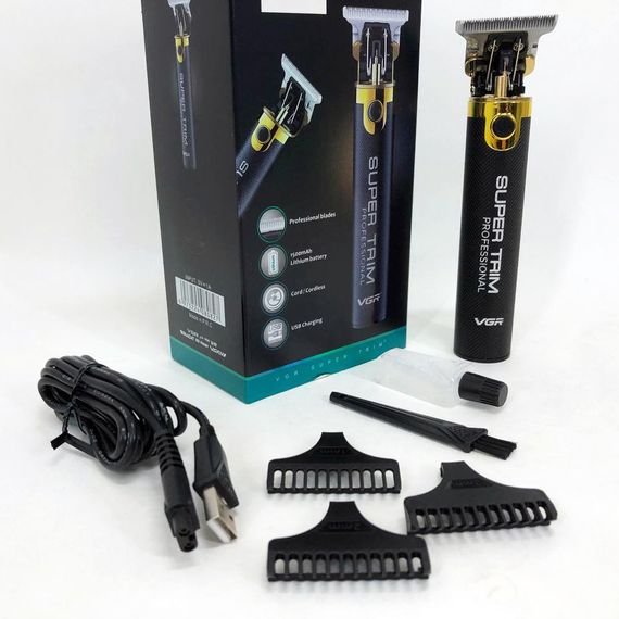 Машинка для стрижки VGR V-082 акумуляторна бездротова професійна + 3 насадки триммер для волосся | Зображення 1