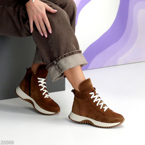 Шикарні спортивні замшеві руді черевики на флісі | Зображення 1