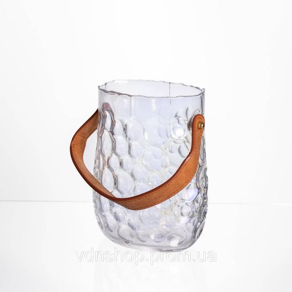 Ваза сумочка з ручкою 13×9.5×18 (см) декоративна скляна ваза для квітів 1.2 (л) Прозорий HP-19-153-6 | Зображення 4