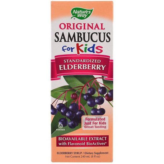 Бузина Nature's Way Original Sambucus for Kids, Standardized Elderberry 8 fl oz 240 ml Elderberry