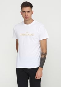Футболка чоловіча біла з принтом "I'm Ukrainian (золото)", 2XL