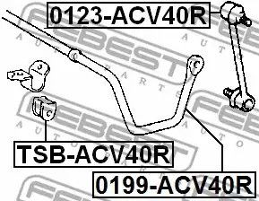 Втулка стабілізатора заднього Corolla 91-02, FEBEST (TSBACV40R) | Зображення 3