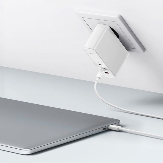 МЗП Baseus GaN5 Pro 140W (2 x Type-C + USB) + Кабель Type-C + Type-C) | Зображення 4