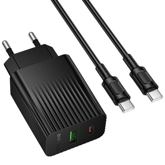 СЗУ Borofone BAS76A Source PD30W+QC3.0 (1USB-A/1C) + кабель Type-C to Type-C Black | Зображення 2