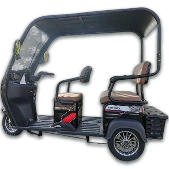 Електротрайк Crosser TR-7 1000W 72V 24Ah, 3 місця, до 60 км, з дахом і кофром, триколісний електроскутер Чорний | Зображення 9