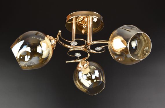 Люстра стельова на 3 лампочки 25850 Золото 23х46х46 см.