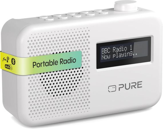 Портативное радио с Bluetooth 5.1, DAB+, FM, LCD-дисплеем памятью на 10 станций, радиоприемник белый Pure