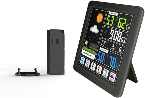 Беспроводная метеостанция с цветным экраном TS-3310-BK, внутренняя и наружная температура, влажность, часы | Зображення 2