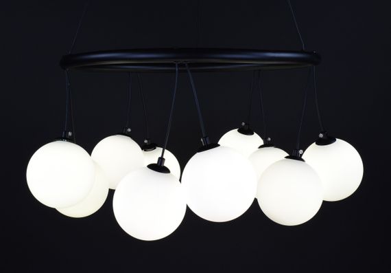 Люстра підвісна на 10 лампочок 27519 Чорний 45-160х65х65 см. | Зображення 4