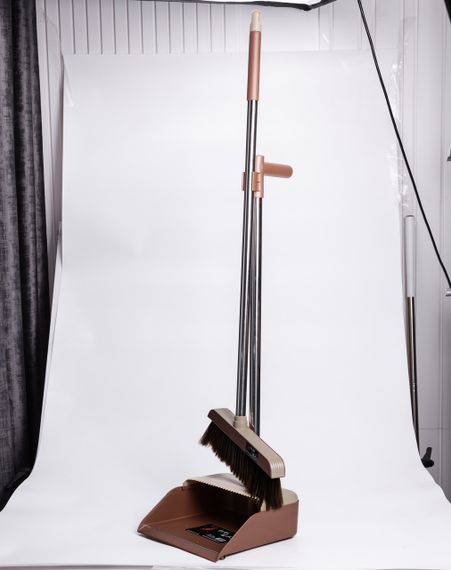 Набір віник та совок на довгій ручці для підлоги 27×25×103 (см) щітка віник для прибирання Коричневий HP-35015-11BR | Зображення 1