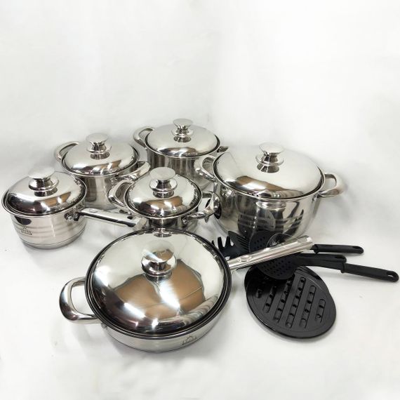 Набір посуду 18 предметів ASTRA A-2518, каструлі з нержавіючої сталі, каструлі з кришками, гарні каструлі | Зображення 2