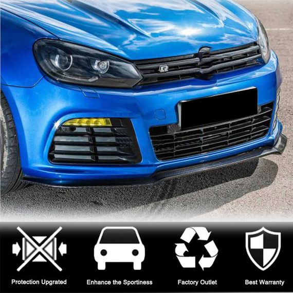 Накладка на передній бампер Lip V1 (для R HB 2010-2013, Карбон) для Volkswagen Golf 6 рр | Зображення 1