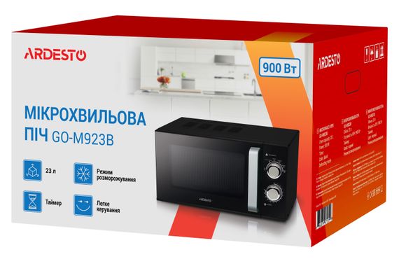 Микроволновая печь Ardesto GO-M923B 23л/900Вт/мех.управление/черная (GO-M923B) | Зображення 1