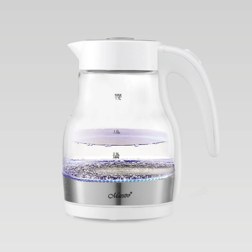 Електрочайник 1,7л 2000W скло (диск) білий MR-061-WHITE Maestro | Зображення 1