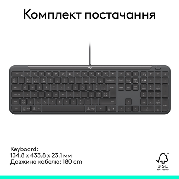 Клавіатура Logitech Signature Slim K620 Wired Keyboard for Business - GRAPHITE (920-013333) | Зображення 7