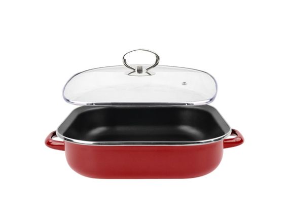 Антипригарная квадратная кастрюля с крышкой Vitrinor Garnet 3.5 л, 27 см, эмалированная сталь