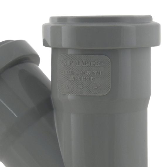 Трійник внутрішній каналізаційний PolMark ф50мм x45° | Зображення 2