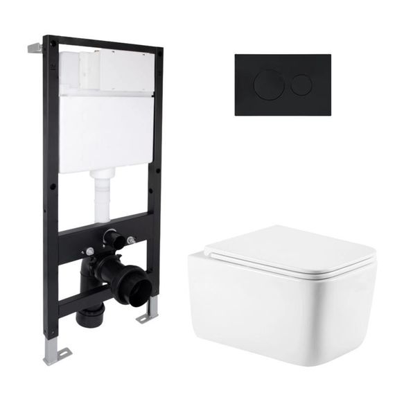 Готовое решение Qtap для ванной комнаты: подвесной унитаз Gemini Ultra Quiet 520x360x350 + комплект установки Standard (круглая