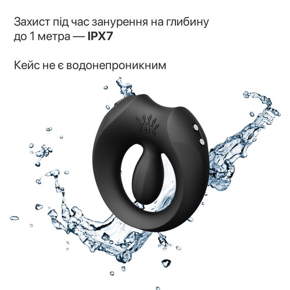 Ерекційне смарт-віброкільце Zalo Apis Obsidian Black, до 4 годин роботи, зарядний кейс | Зображення 7