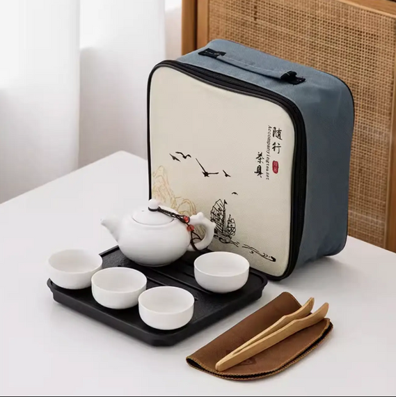 Чайный набор для чайной церемонии дорожный - чайник, чайная доска, 4 чашки в сумке | Зображення 6