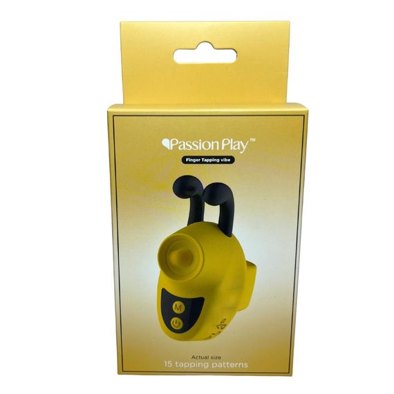 Вибратор на палец Passion Play в виде пчёлки, жёлтый, 12 режимов вибрации, 5.6 × 3.6 см sexstyle