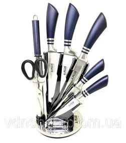 Набір кухонних ножів на підставці, що крутиться A-Plus KF-1004 (8 предметів)